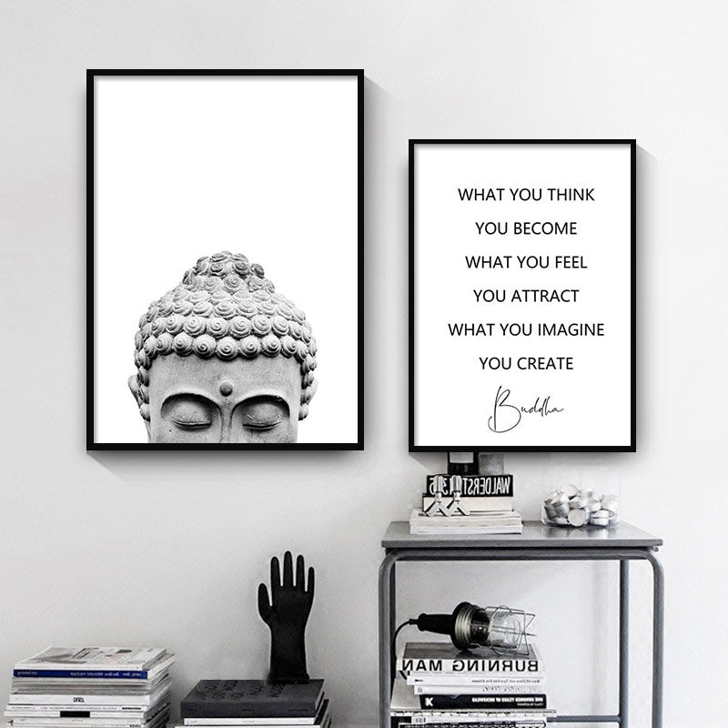 Zen Buddha Head Statue Poster