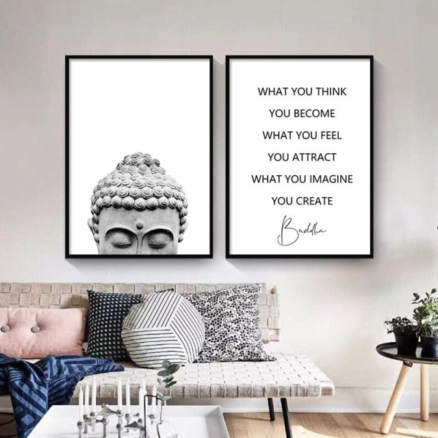 Zen Buddha Head Statue Poster