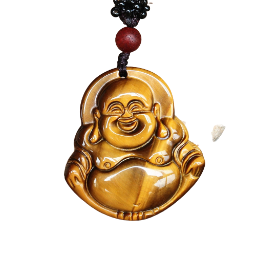 Zen Buddhism Tiger Eye Carved Maitreya